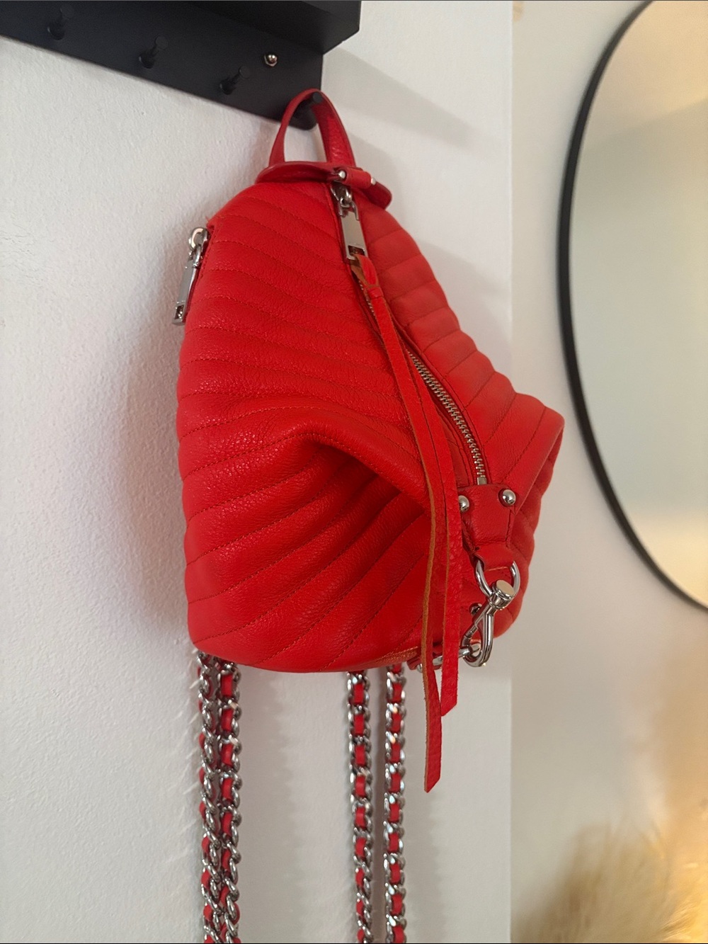 Rebecca Minkoff Red Quilted Leather Backpack - Picture 2 of 3